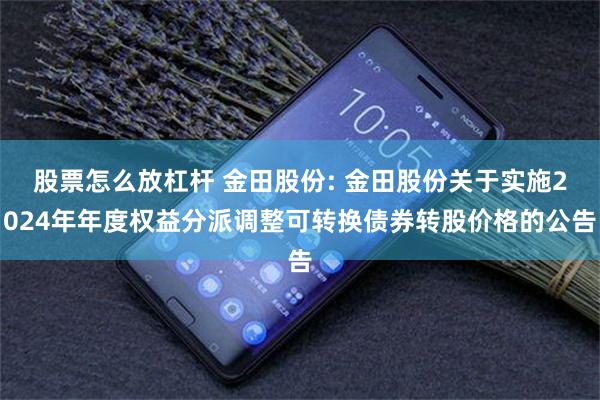 股票怎么放杠杆 金田股份: 金田股份关于实施2024年年度权益分派调整可转换债券转股价格的公告