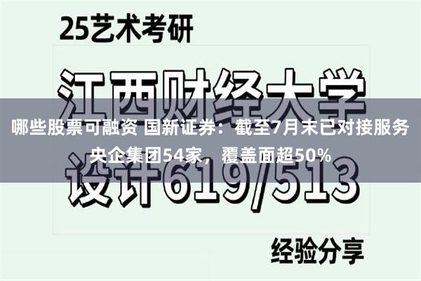 哪些股票可融资 国新证券：截至7月末已对接服务央企集团54家，覆盖面超50%
