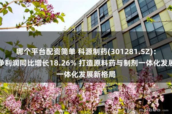 哪个平台配资简单 科源制药(301281.SZ)：上半年净利润同比增长18.26% 打造原料药与制剂一体化发展新格局